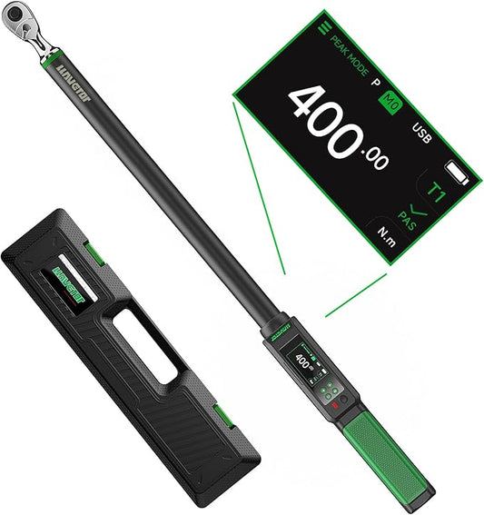 Digital Torque Wrench 1/2, 15-295 Ft-lbs/20-400N.m, ±2％ Torque Wrench with Buzzer & LED Indicator for Automotive Motorcycle & Bicycle