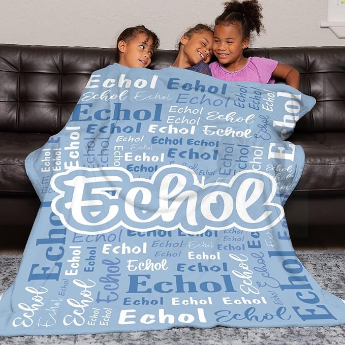 Custom Blanket with Name Personalized Blankets for Kids Adult Boys Girls Flannel Monogrammed Customized Blankets Throw (40''x50'')