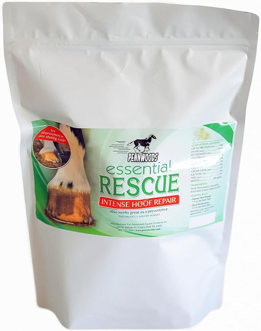 Pennwoods Essential Rescue, Hoof Supplements for Horses, Biotin & Whey Protein Formula, Weight Gain Horses, Horse Strength Supplement, 5 lbs Bag