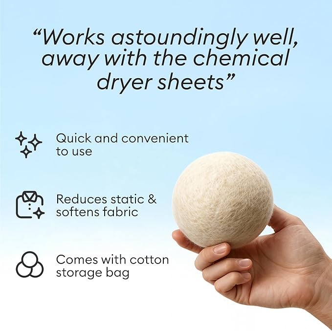 Vove Natural Hemp Dryer Balls - 4 Pack, 5X More Absorbent Than Wool - Cuts Drying Time up to 35%, Natural Fabric Softener, Reduces Wrinkles and Static, Reusable, Hypoallergenic, Eco Friendly