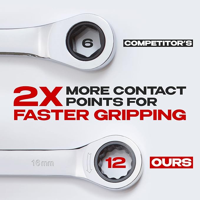 Jaeger 16 mm Ratchet Combination Wrench with 90-Tooth Ratcheting Precision and Hardened, Polished Steel for Projects with Metric Tight Spaces