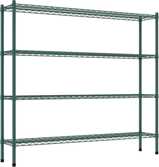 Commercial NSF Listed Green Epoxy Stationary Wire Shelving Kit 12" x 60" x 54", with 4 Shelves Perfect for Warehouse, Walk-in Refrigerator, Freezer, Grocery Store, Restaurant, Dishroom