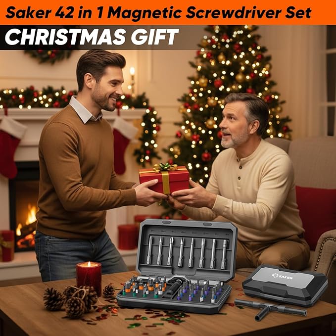 Saker 42 in 1 Magnetic Screwdriver Set, Multi Bit Free Combination Ratchet Screwdriver Set Portable Repair Tool Kit for Christmas Gifts Furniture, Computer, Bicycle and DIY Grey