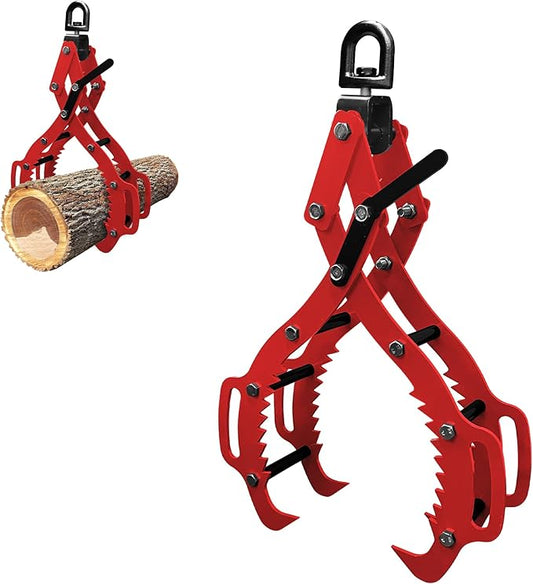 32inch Log Tongs, Log Grapple for Logging Tongs, Upgraded Swivel Steel Skidding Tongs, 4 Claw Timber Claw Hook Eagle Claws Design Log Lifting Tongs for for Tractor, ATVs, Trucks, Forklifts, Skidder