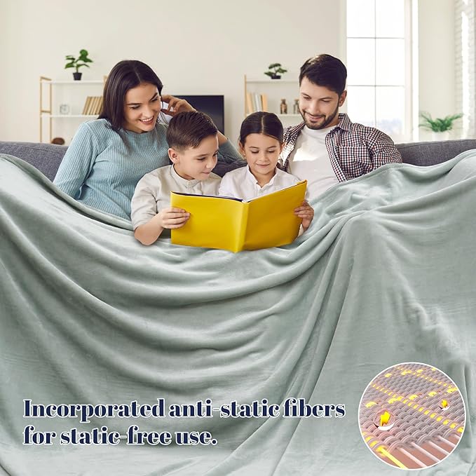 PHF Oversized King Fleece Blanket 120"x120", No Shed No Pilling Big Soft Blanket, Extra Large 10'x 10' Lightweight for Bed, Sofa Travel and Camping, Suitable for All Season, Jasper Stone