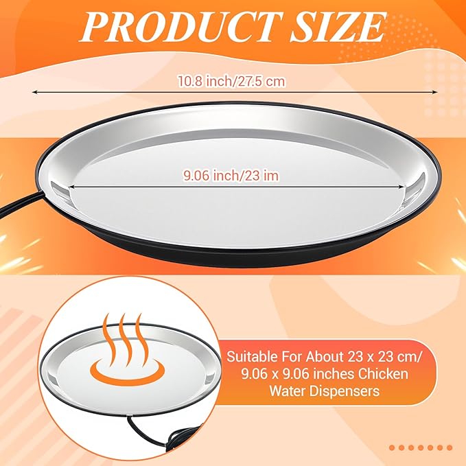 2 PCS Chicken Water Heater for Winter 110V 38W Poultry Drinker Heater Base Surface Temperature can Reach About 140 Fahrenheit Degree Chicken Waterer Electric Deicer Heated Base (10.8 Inch, Black)