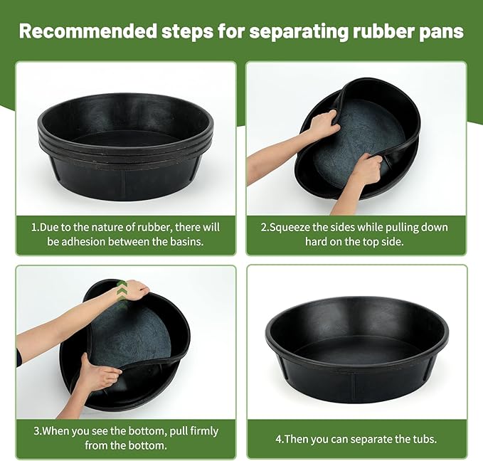 3Pcs Rubber Feed Pan,12 Quart / 3 Gallon Large Horse Feed Bucket Chicken Dust Bath Tub Rubbers Tub Livestock Pan Dog Bowl Rubber Horse Feeder for Pig Goat Chicken Farm Animal Feeding