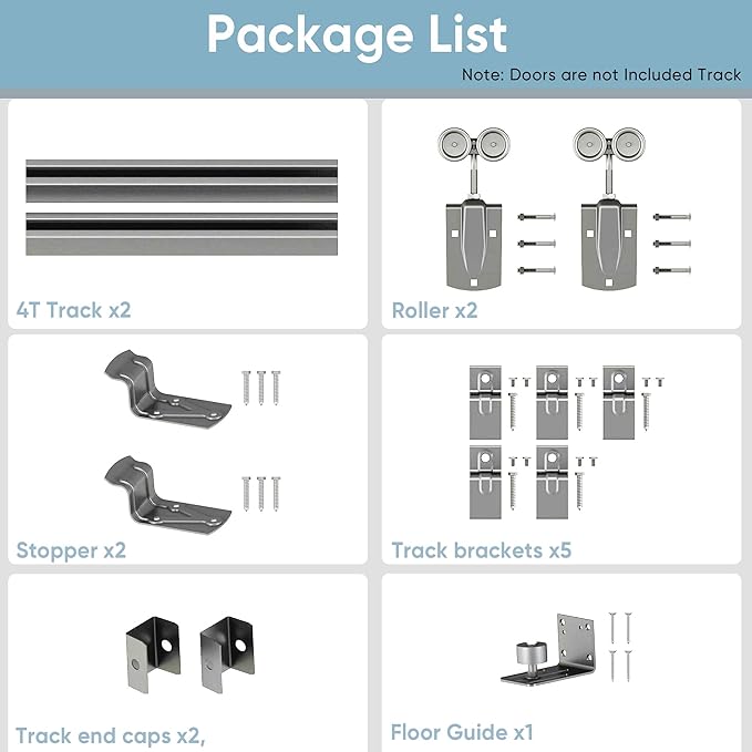 8FT Heavy Duty Exterior Barn Door Hardware Kit, BarnBase Box Rail Door Hardware Kit, Outdoor Hardware Kit for 1 Door(Door not Include), 450 lbs Capacity, Silver