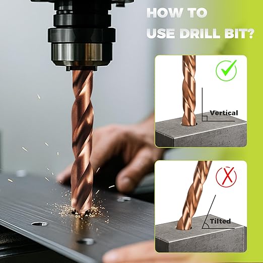 21-Piece Cobalt Drill Bit Set, M35 HSS Titanium Coated Twist Drill Bits with Dash Point and 135 Degree Points, 3 Flat Shanks, for Hard Metal, Stainless Steel, Cast Iron, Plastic