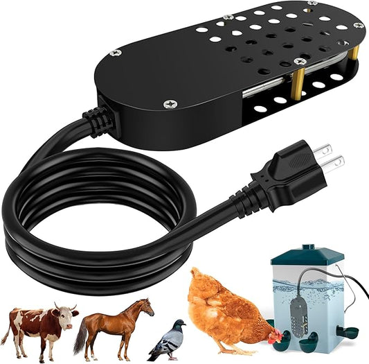 Chicken Waterer Heater, 250W Submersible Poultry Waterer Heater Bird Bath Heater, Thermostatic Control Chicken Waterer Deicer Ice Melter for Bird Duck Goose Cow to Drink Warm Water