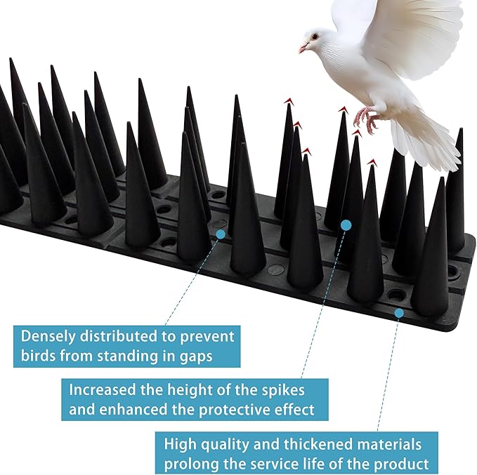 Bird Spikes,Black,20 Pack Bird Deterrents for Outside,Keep Raccoon Squirrel Pigeon Away,Fence Spike for Garden Patio