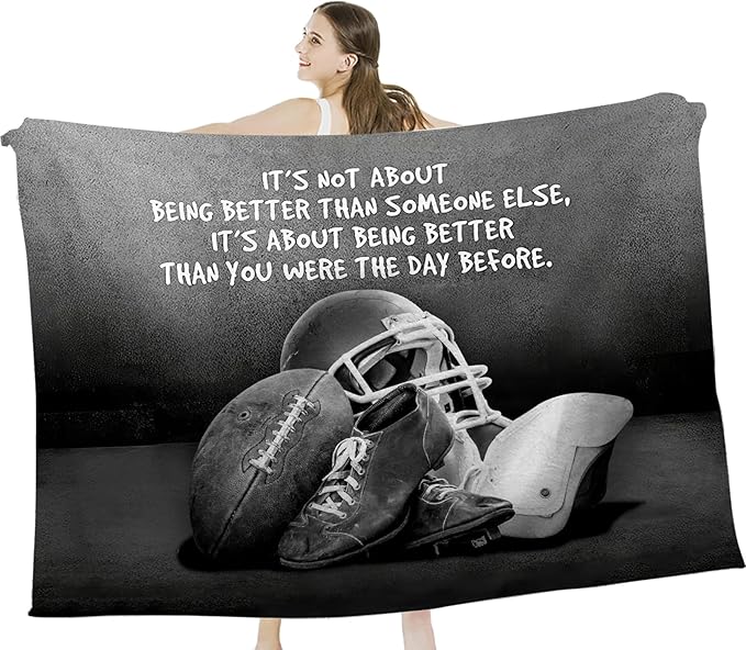 Tijuboni Football Sports Throw Blanket Rugby Gifts for Men Boys Women Girls Kids Adults Soft Flannel Fleece Blanket for Couch Sofa Bed Home Decor 50"x60"