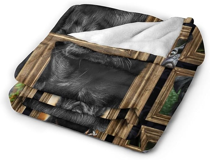 Black Pug Blanket Pug Dog Blankets Fleece Plush Flannel Super Soft Cozy Warm Lightweight Cute Pugs Dogs Decor Gifts for Boys Girls Kids Adults Men Women 50" x 60"