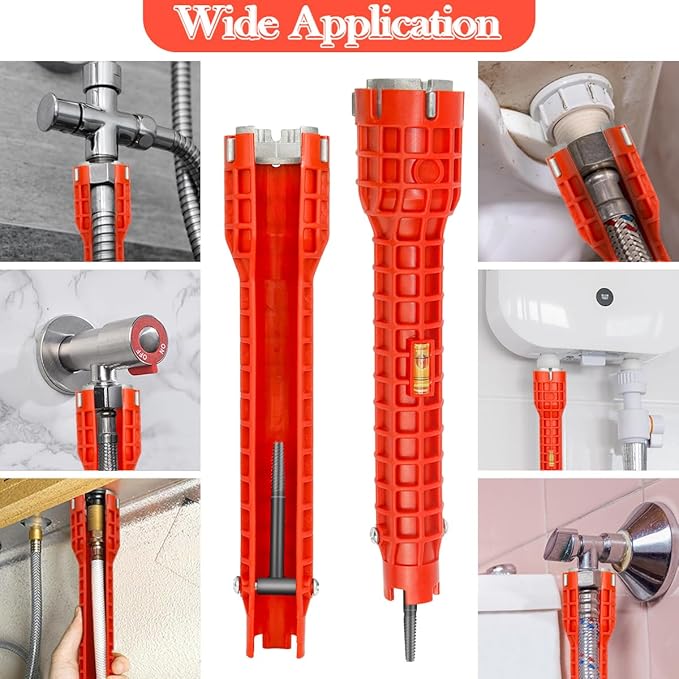 14 in 1 Faucet and Sink Installer,Faucet and Sink Wrench,Multifunctional Sink Wrench,Suitable for Installing Pipes under Bathrooms,Toilets,Kitchens,and Sinks（Red）