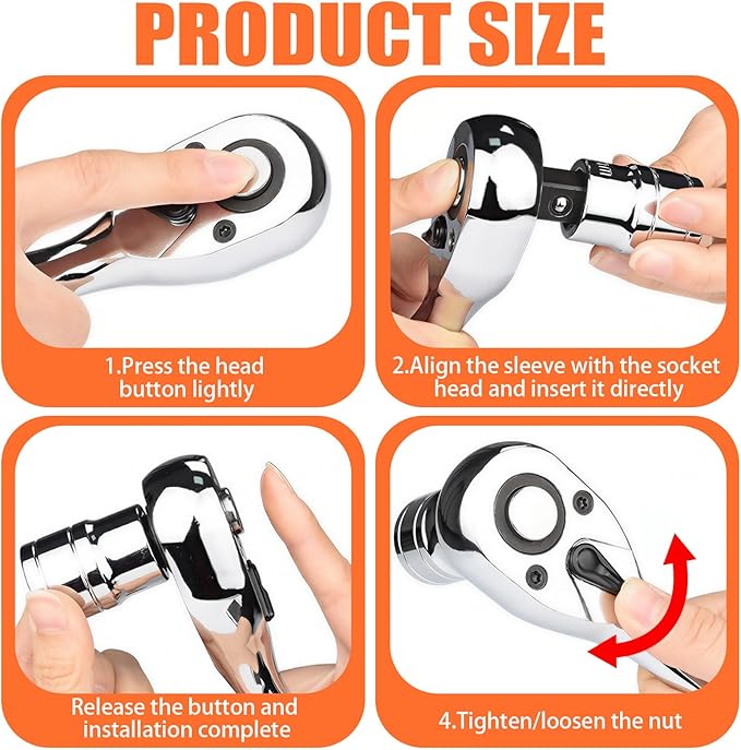 Lasnten 8 Pcs Universal Socket Wrench Set Including 8", 10", 12” Adjustable Wrench, 52 In1 and 48 In1 Dog Bone spanner, 1/4", 3/8", 1/2" Drive Ratchet spanner for Home Bicycle and Car Repair