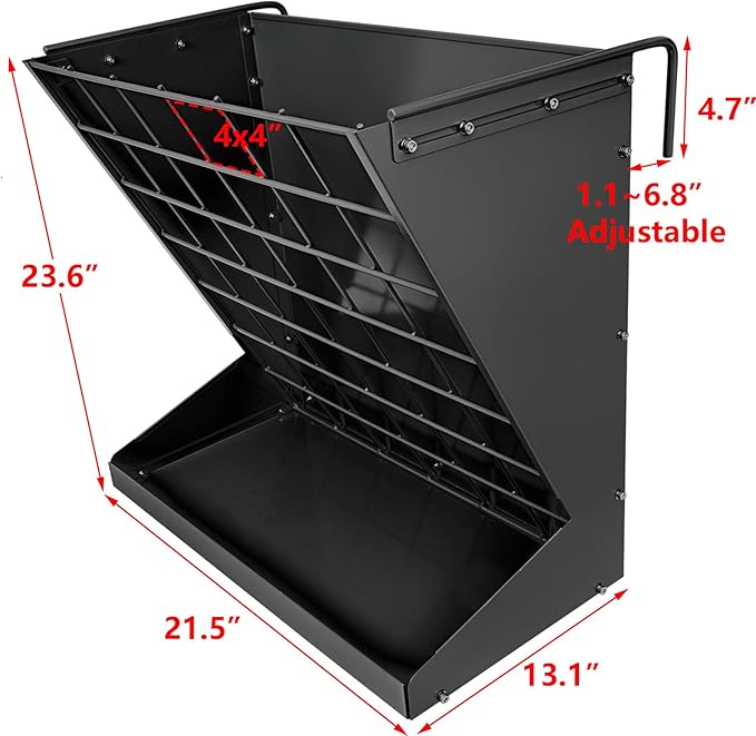 Wall Mount Hay Rack, Heavy-Duty Galvanized Metal 2 in 1 Hay and Grain Feeder, Livestock Feeder with Adjustable Distance, Hay Feeder for Goats, Sheep, Horse