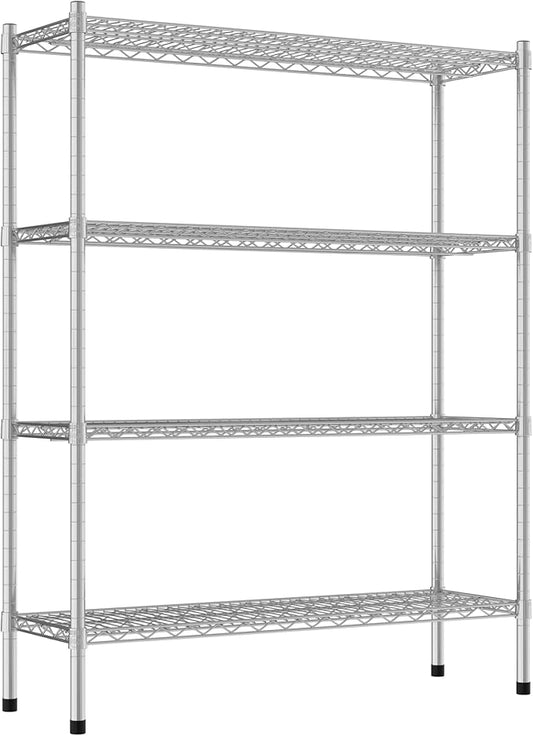 Commercial NSF Listed Chrome Stationary Wire Shelving Kit 14" x 42" x 54", with 4 Shelves Perfect for Warehouse, Walk-in Refrigerator, Freezer, Grocery Store, Restaurant, Dishroom