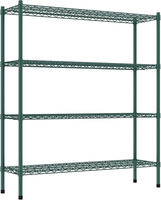 Commercial NSF Listed Green Epoxy Stationary Wire Shelving Kit 14" x 48" x 54", with 4 Shelves Perfect for Warehouse, Walk-in Refrigerator, Freezer, Grocery Store, Restaurant, Dishroom