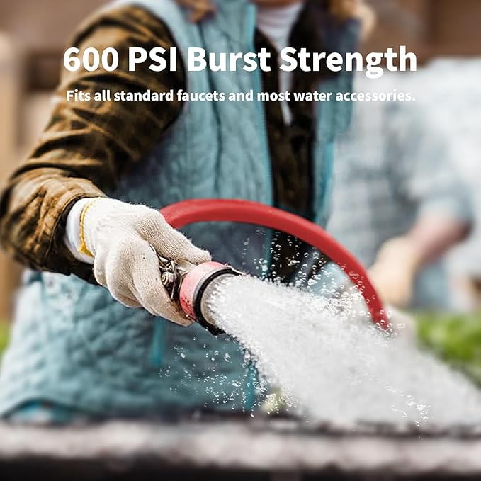 Garden Hose 25 ft x 5/8” Hot/Cold Water Hose,-50°F to 190°F,Burst 600Psi Flexible & Lightweight Upgraded Rubber Hoses,3/4” Solid Fittings for All-weather Outdoor Lawn & Garden