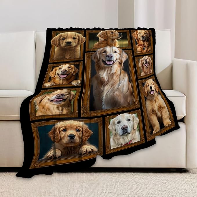 Golden Retriever Blanket, Golden Retriever Dog Throw Blanket, Dog Pet Gifts Blankets Stuff Fleece Flannel Plush for Girls Women Lovers Adults Soft Bedding Gift for Sofa Bed Office Home Decor 40"X50"