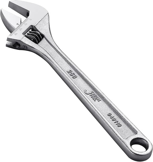 Jetech 10-Inch Adjustable Wrench - Professional Heavy Duty Chrome Vanadium Steel Shifter Spanner with Inch/Metric Scale Wide Caliber Opening