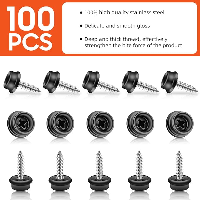 Boat Canvas Snaps, Marine Snaps Stainless Steel, Boat Cover Snaps Stainless Steel Kit With 3/8 Inch Socket Snap Screw (100pcs Black)
