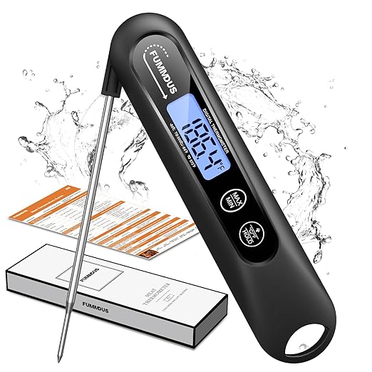 Digital Meat Thermometer - 3S Instant Read Food Thermometer with Backlight, Magnet & Hold Function, Foldable Probe for Turkey BBQ Grill Smoker Candy, Essential Kitchen Cooking Gadget