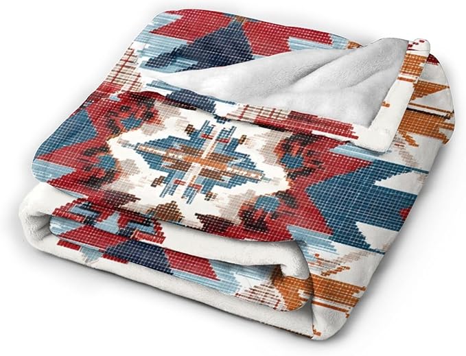 Dynova Western Aztec Blanket Cozy Plush Southwestern Native Throw Blankets Fuzzy Flannel Fleece Navajo Tribe Gifts for Girls Boys Women Men 80"X60"