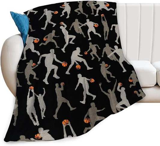 Basketball Blanket Gifts for Boys Teens Men Soft Warm Plush Basketball Sports Throw Blanket Flannel Fleece Fuzzy Stuff Blanket for Bed Couch Living Room Decor 80"X60"