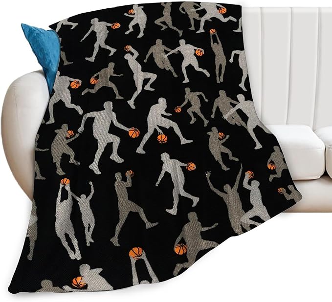 Basketball Blanket Gifts for Boys Teens Men Soft Warm Plush Basketball Sports Throw Blanket Flannel Fleece Fuzzy Stuff Blanket for Bed Couch Living Room Decor 50"X40"