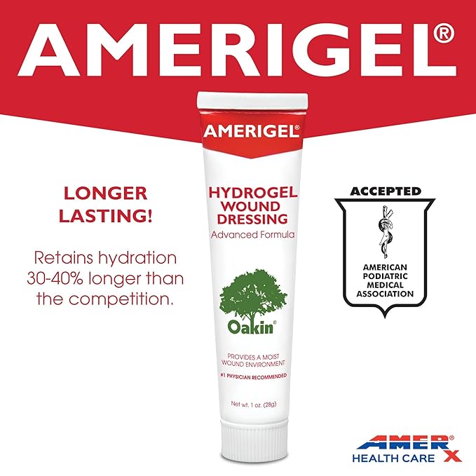 AMERIGEL Total First Aid Bundle (1 oz. Hydrogel Wound Dressing, 7.1 oz. Saline Wound Wash, Bordered Gauze Dressing)