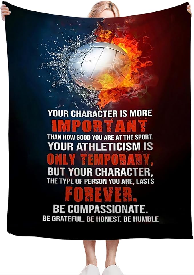 Volleyball Blanket Gifts for Boys Girls Soft Warm Plush Motivational Sport Throw Blanket Flannel Fleece Fuzzy Stuff Blanket for Bed Couch Living Room Decor 50"X40"