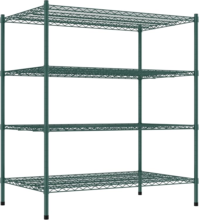 Commercial NSF Listed Green Epoxy Stationary Wire Shelving Kit 30" x 48" x 54", with 4 Shelves Perfect for Warehouse, Walk-in Refrigerator, Freezer, Grocery Store, Restaurant, Dishroom