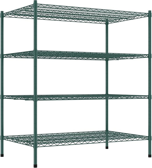Commercial NSF Listed Green Epoxy Stationary Wire Shelving Kit 30" x 48" x 54", with 4 Shelves Perfect for Warehouse, Walk-in Refrigerator, Freezer, Grocery Store, Restaurant, Dishroom
