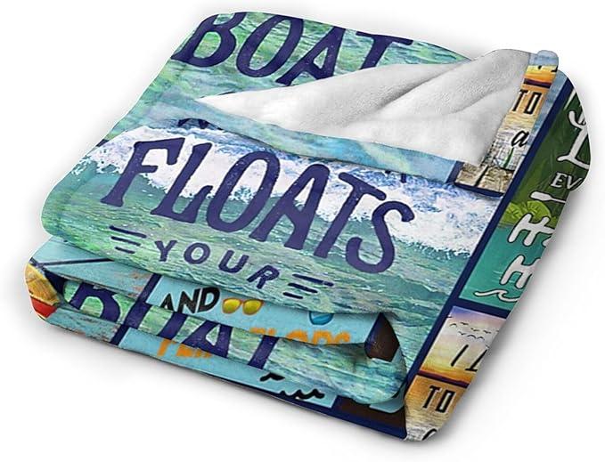 Lake Blanket Gifts for Girls Boys Soft Warm Plush Boat Throw Blanket Flannel Fleece Fuzzy Boating Blanket for Kids Adults Lovers House Bed Couch Living Room Decor 50"X40"