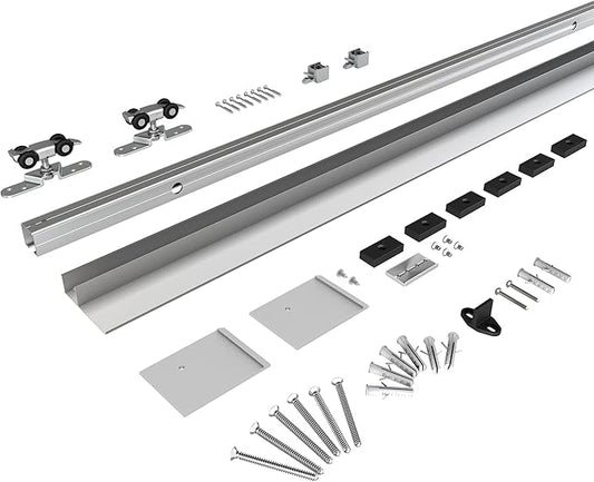 5FT Sliding Barn Door Hardware, Low Clearance Aluminium Alloy Box Rail Hardware for Wooden Barn Door, Interior Barn Door Track, Easy to Install
