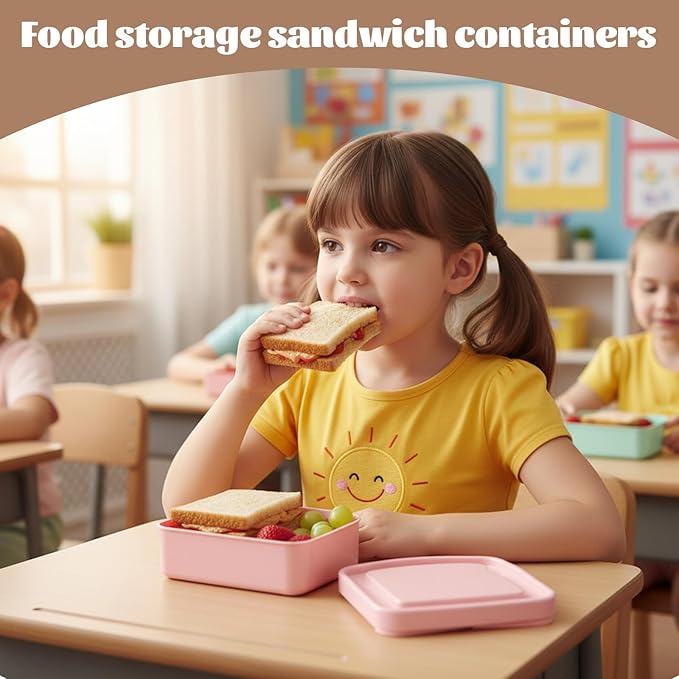 SHENLIU 12Pcs Sandwich Containers for Lunch Boxes, Reusable Sandwich Box Container for Adults, Sandwichs Holder Bread Container, BPA Free, Microwave & Dishwasher Safe, Travel, Office, Camping