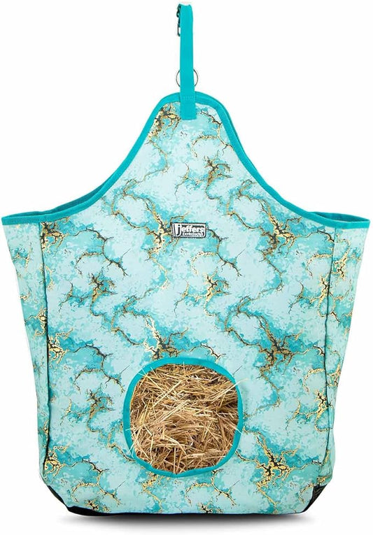 Jeffers Expression Top Loading Hay Bag for Horses & Livestock – Durable 600 Denier, Water Resistant Hay Feeder with Mesh Bottom for Stall, Trailer & Travel – Horse Feeding Supplies - Bisbee Blue