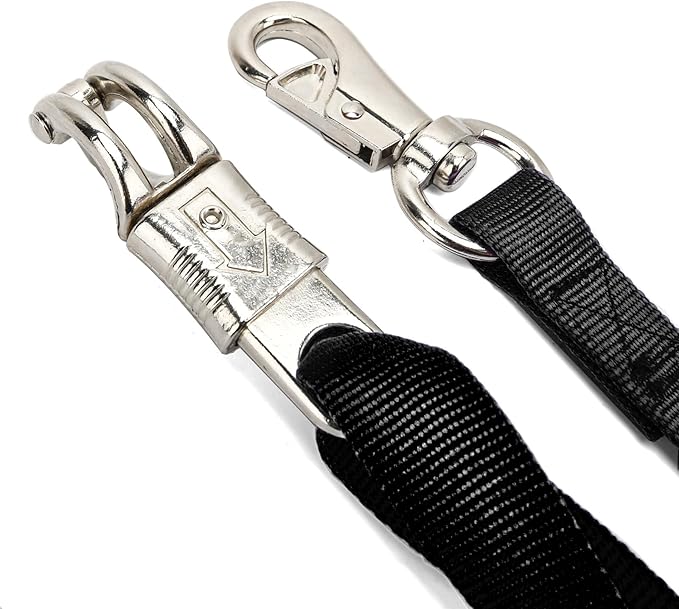 Cross Ties for Horse, 4 Pack Adjustable Nylon Cross Ties Horse Trailer Tie with Panic Snap and Bull Snap,Adjustable Length from 44.5-78.5 Inch,Black