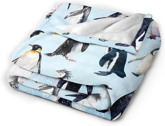 Penguin Blanket Gifts for Girls Boys Penguins Throw Blankets Cozy Plush Fleece Flannel Fuzzy for Women Men Decor 50"X40"