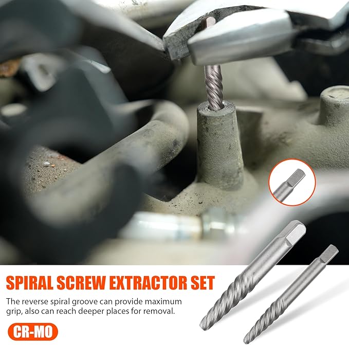 26Pcs Bolt Extractor Kit and Left Handed Drill Bit, Easy Out Screw Extractor with Reverse Drill Bit Extractor Set for Damaged Stripped Broken Lug Nut Bolt and Nut Remove with Hex Adapter