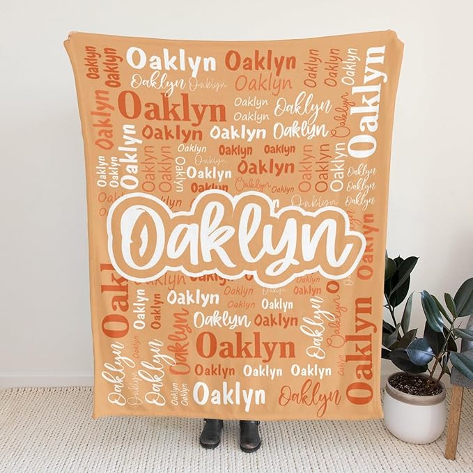 Custom Blanket with Name Personalized Blankets for Kids Adult Boys Girls Flannel Monogrammed Customized Blankets Throw (60''x80'')