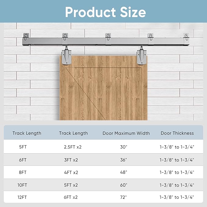 6FT Heavy Duty Exterior Barn Door Hardware Kit, BarnBase Box Rail Door Hardware Kit, Outdoor Hardware Kit for 1 Door(Door not Include), 450 lbs Capacity, Silver
