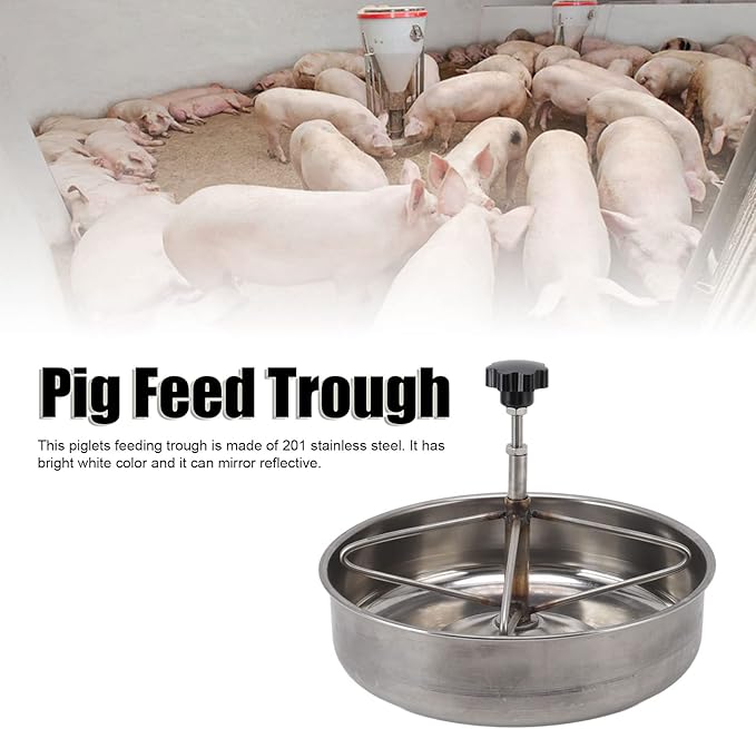 Piglets Feeding Trough, Stainless Steel Pig Feed Trough, Farm Animal Poultry Livestock Feeding Tool for Goat, Duck, Sheep, Piglets, Chicken (Small)