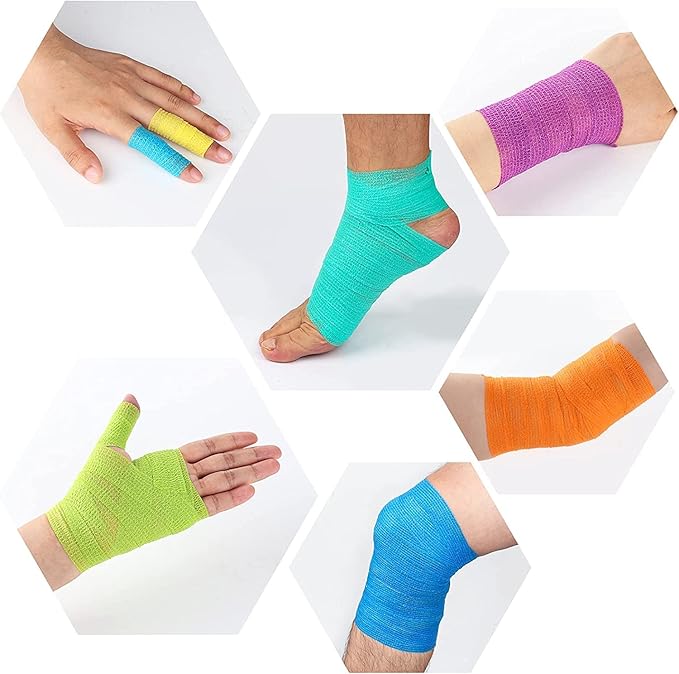 12Pack 2” x 5 Yards Self Adhesive Bandage Wrap, Elastic Self Breathable Self Adherent Wrap for Pets, Athletic Cohesive Bandage for First Aid