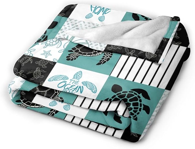 Sea Turtle Blanket Super Soft Warm Plush Cozy Turtle Fleece Throw Blanket for Women Girls Stuff Gifts for Kids Adults 50"X40"
