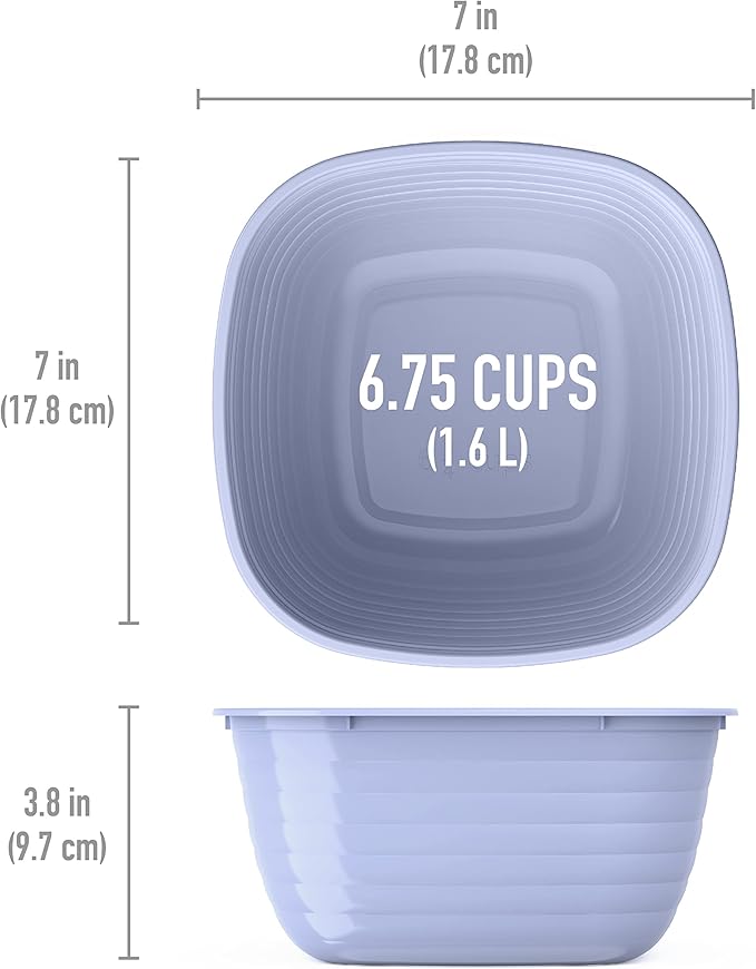 Bentgo Prep - 1-Compartment Bowls with Custom Fit Lids - Reusable, Microwaveable, Durable, PFAS & BPA-Free, Freezer and Dishwasher Safe Meal Prep Food Storage - 10 Bowls & 10 Lids (Periwinkle)