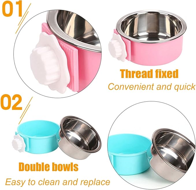 Kathson Rabbit Litter Box - Bunny Corner Litter Pan, Pet Toilet Potty Trainer Bedding Box, Detachable Hanging Pet Cage Bowl for Rabbit, Bunny, Guinea Pig, Ferrets, Chinchilla - Medium