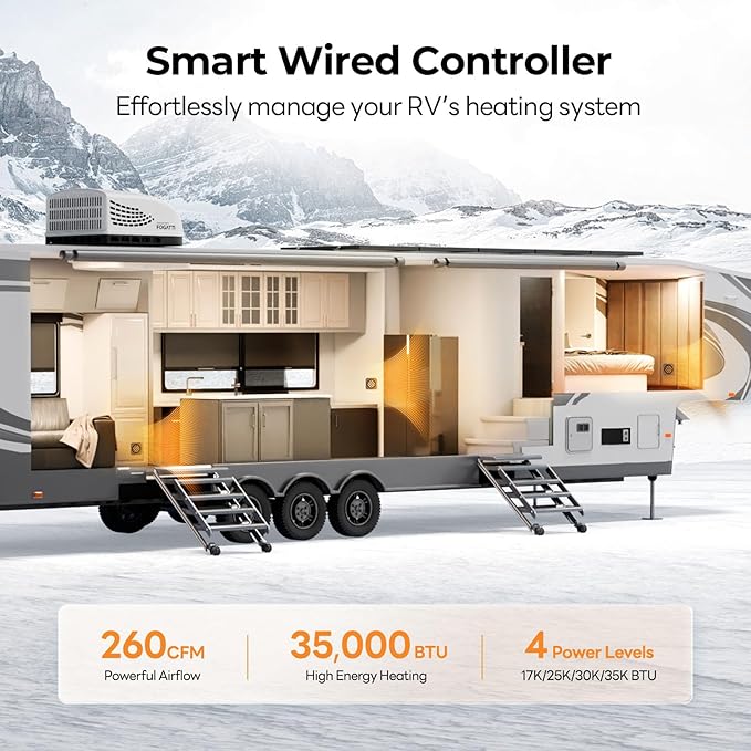 FOGATTI RV Furnace 35,000 BTU High-Capacity - Quiet Thermostat Controlled RV Heater for Motorhome, Camper & Travel Trailer