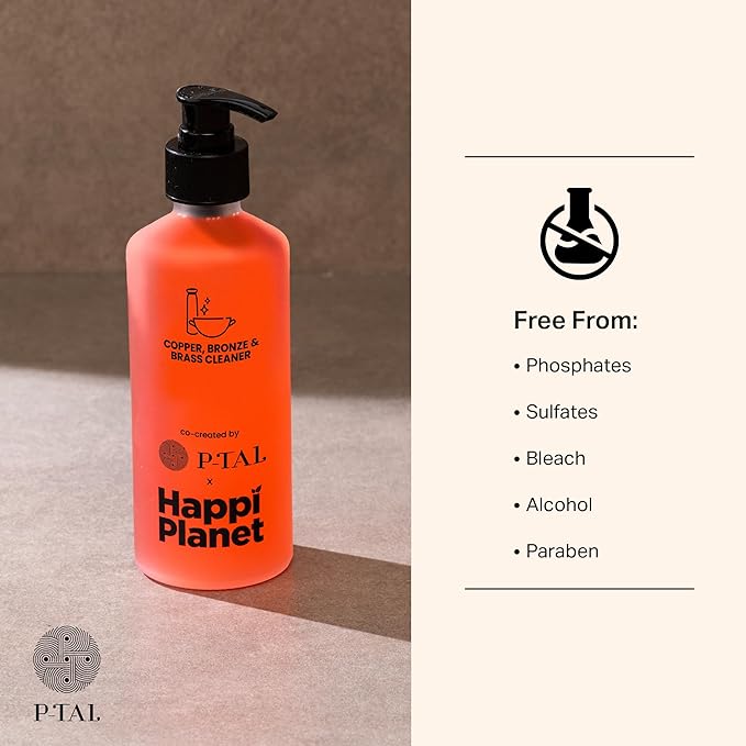 P-TAL Brass Cleaner & Instant Copper Cleaner10 Fl Oz | 100% Plant Based and Non Toxic Tarnish Remover Gel | Eco-Friendly Silver Jewellery & Metal Cleaner